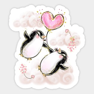 Cute penguins couple Sticker